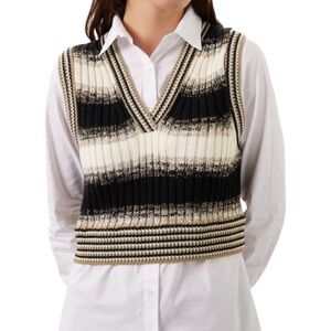 Veronica Beard 100% Merino Wool Stripe Sweater Vest